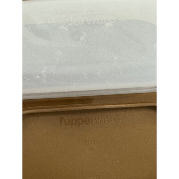 Vintage Tupperware Butter Keeper Tray Storage 7" Brown Base White Lid Durable US - Picture 5 of 5